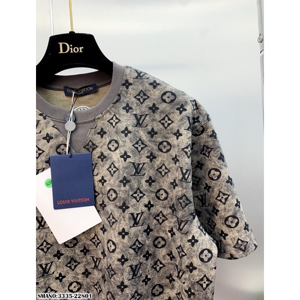 Áo phông Lv cho nam nữ - Áo thun cộc tay eo vì chữ phun  siêu đẹp