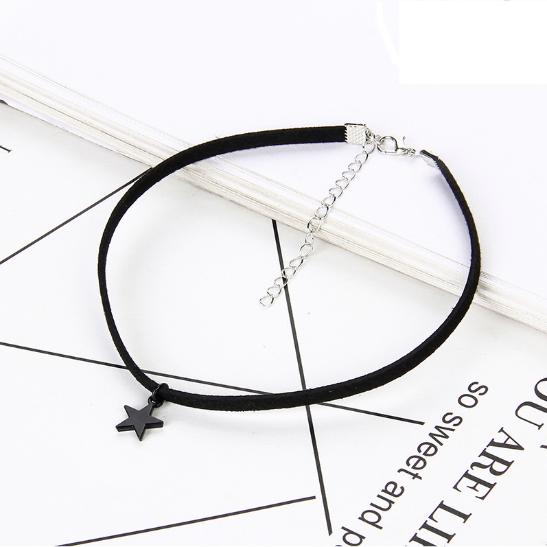 Vòng cổ dây chuyền choker nữ vải nỉ mặt ngôi sao đen phong cách hàn quốc cá tính mẫu mới
