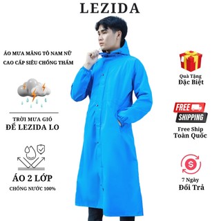 Áo mưa măng tô bộ người lớn 1 người siêu chống thấm 2 lớp LEZIDA