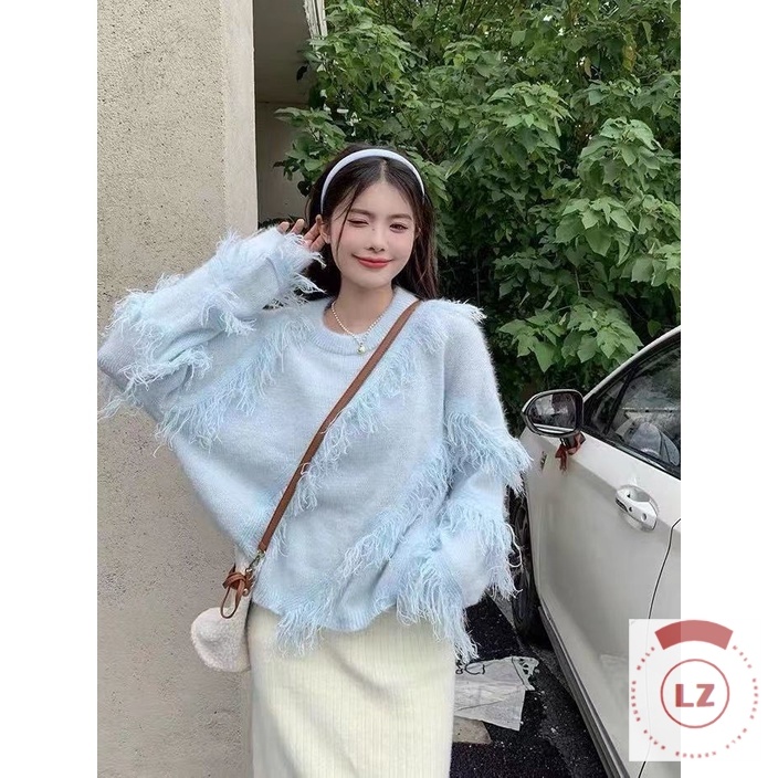 Áo Khoác Cardigan Dệt Kim Phối Tua Rua Thời Trang Cho Nữ