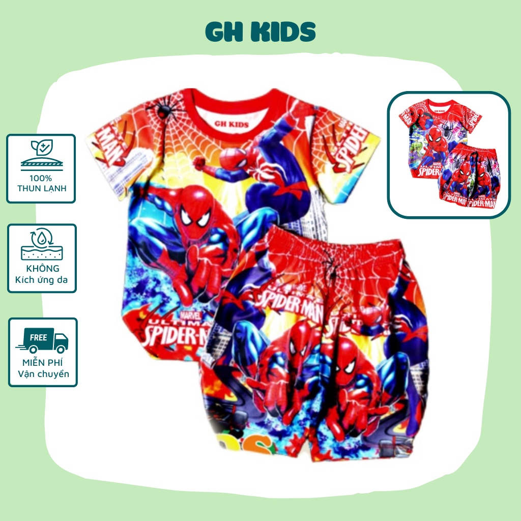 Đồ bộ bé trai họa tiết Siêu nhân chất liệu thun lạnh mềm mịn mát in hình 3D được các bé trai yêu thích SIZE 5-25kg
