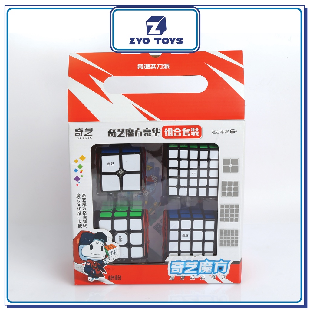 Combo 4 Rubik (Qidi 2x2,Sailing 3x3,Qiyuan 4x4, Qizheng 5x5) SET 1 QiYi ( Viền Đen )- Đồ Chơi Trí Tuệ - ZyO Toys