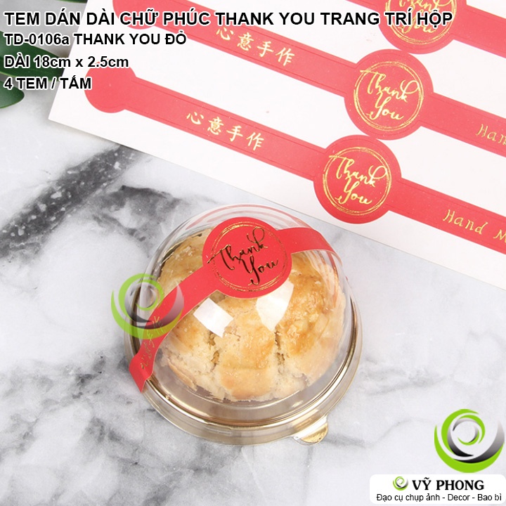 TEM DÁN DÀI NHÃN DÁN STICKER CHỮ PHÚC THANK YOU TẾT NIÊM PHONG TRANG TRÍ HỘP BAO BÌ TÂN XUÂN NĂM MỚI TD-0106