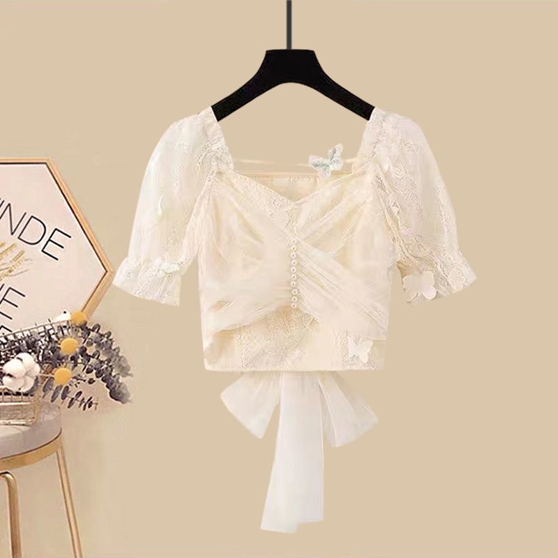 Bộ Áo Đính Nơ Phối Chân váy jean Thời Trang Mùa Hè Quyến Rũ Cho Nữ Plus Size