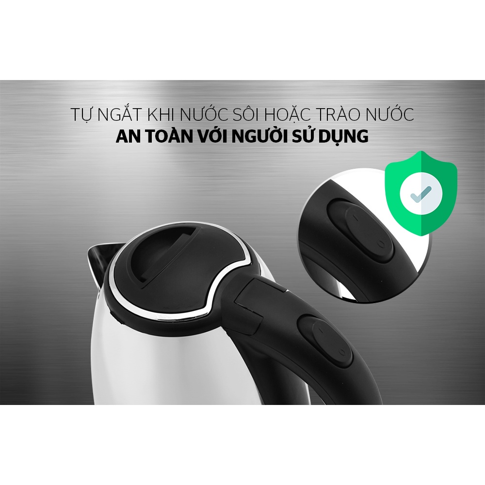 Ấm Siêu Tốc Đun Nước SunHouse Happytime - Bình Đun Siêu Tốc Inox Cách Nhiệt Bảo Hành Chính Hãng