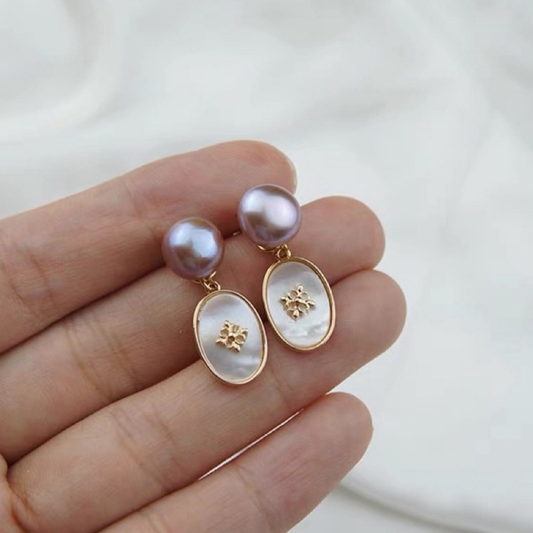 Bông Tai Mạ Bạc 925 Đính Ngọc Trai Tự Nhiên Dành Cho Nữ