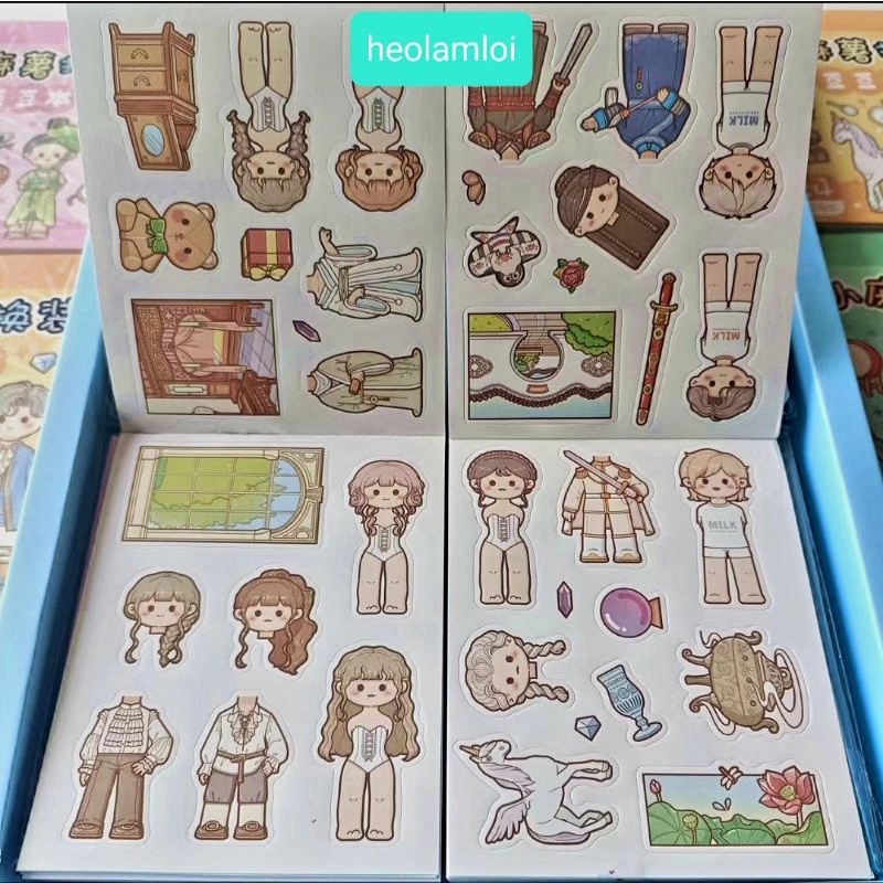 Set 24 20 trang trò chơi tự thiết kế sticker thời trang búp bê giấy size - ảnh sản phẩm 7
