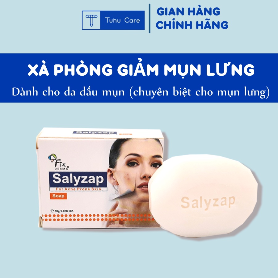 Xà bông giảm mụn lưng Fixderma Salyzap chính hãng 35g&70g, làm sạch da, giảm mụn, giảm viêm, làm trắng sáng da nhẹ nhàng