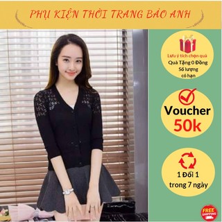 Áo khoác cardigan nữ len mỏng dáng ngắn dài tay cổ V thời trang thu đông