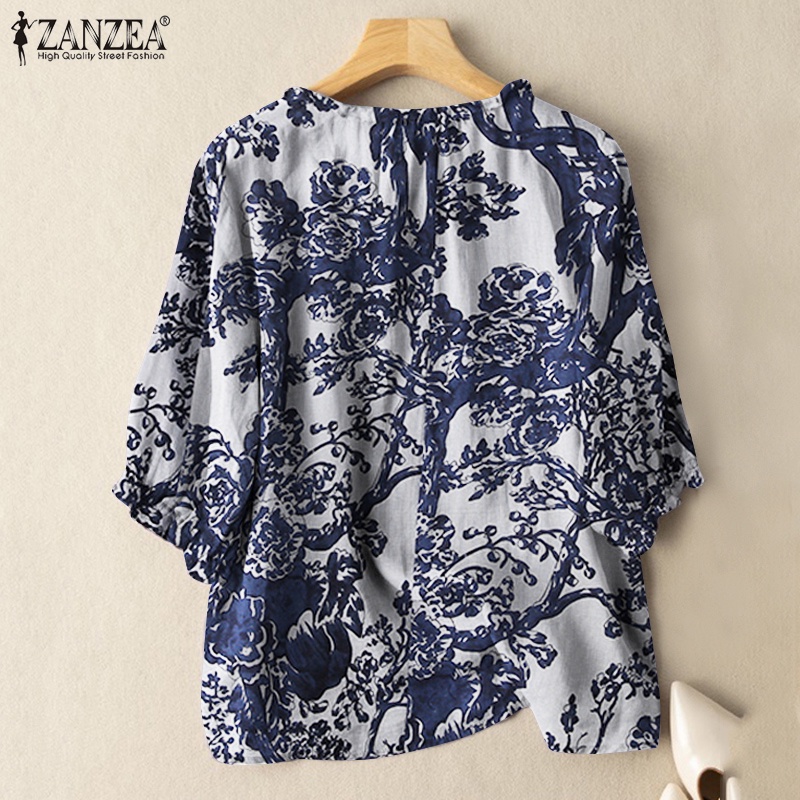 Áo nữ ZANZEA tay 3 / 4 họa tiết vintage thời trang