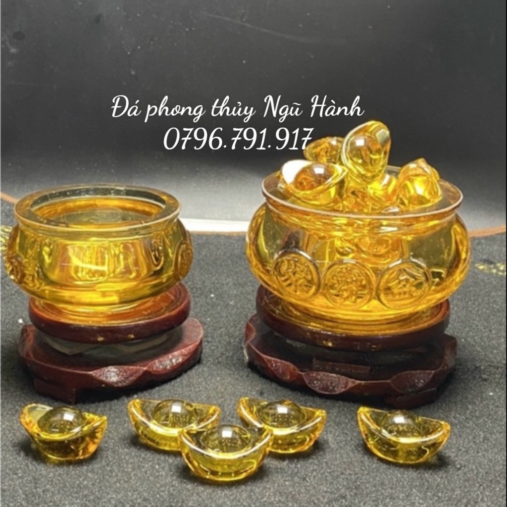 Bát Tụ Bảo Lưu Ly, Bát Tụ Bảo Chiêu Tài Đá Lưu Ly Cao Cấp - Đường Kính 10cm