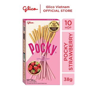 Combo 10 hộp bánh que Pocky vị dâu 38g Thái Lan