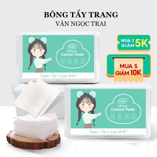 Hộp bông tẩy trang TopGia 600 miếng, tẩy trang, đắp toner siêu dai, không xơ bông, an toàn cho da