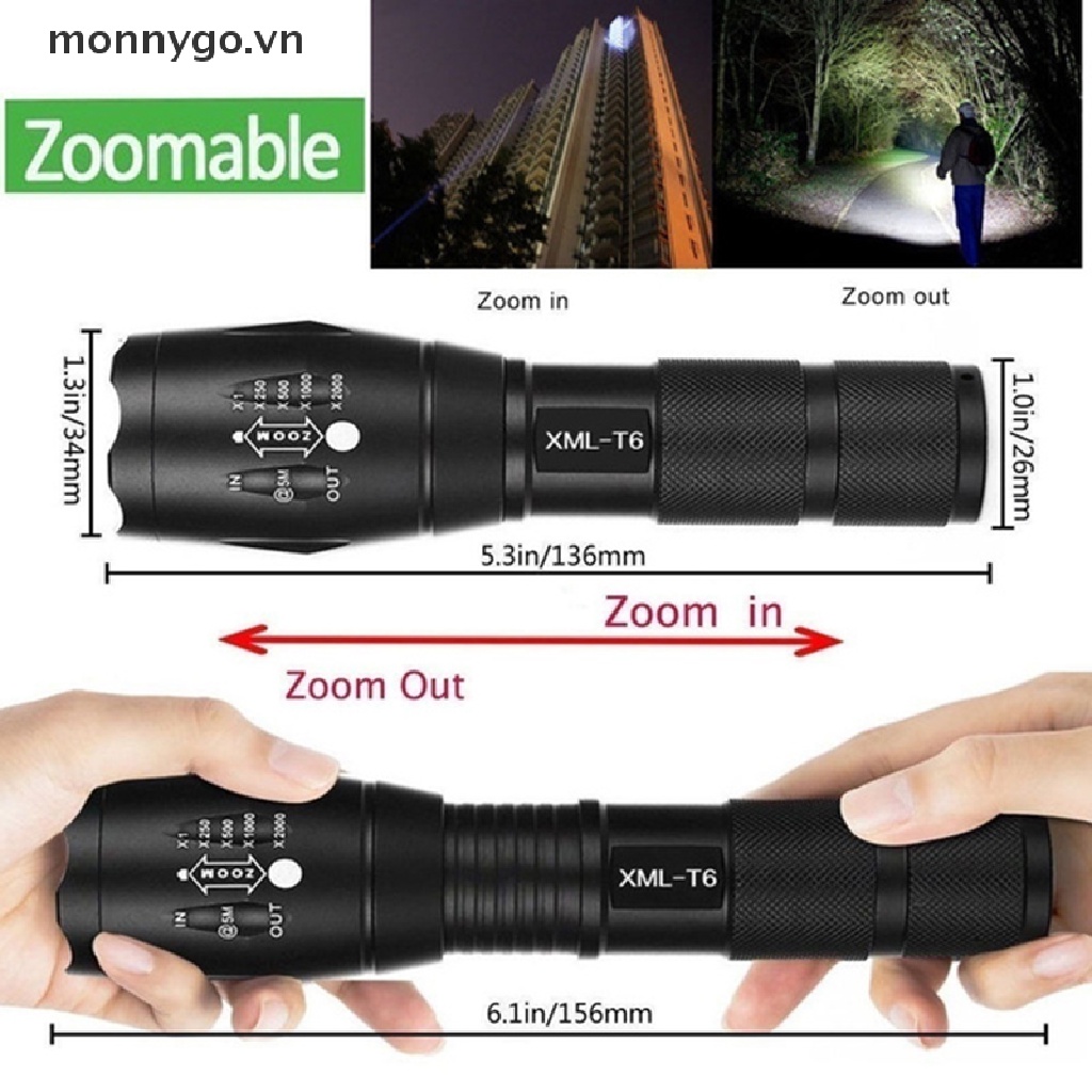 Đèn Pin LED Quân Đội monnygo T6 980000Lm Phóng To 5 Chế Độ VN