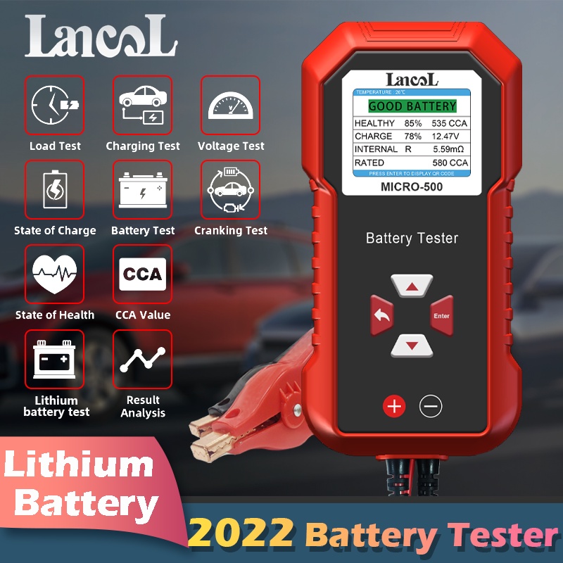 Thiết Bị Kiểm Tra Ắc Quy Ô Tô Lancol Micro 500 12V 40-3000 CCA Hiển Thị LED