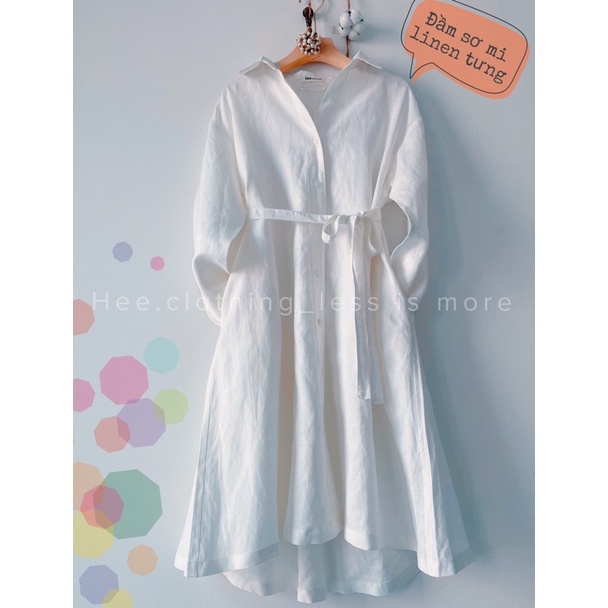 Đầm sơ mi nữ linen cao cấp Oversize -Hee [DA01]