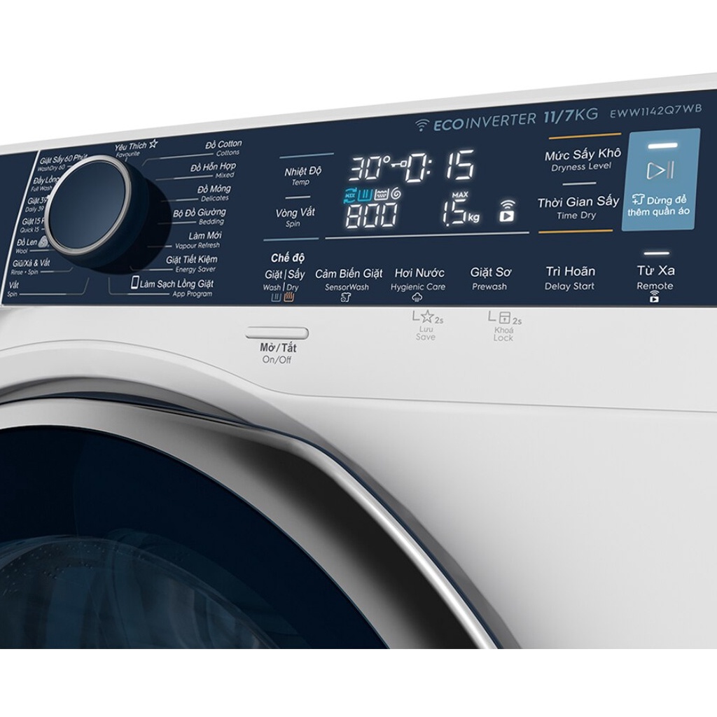 Máy giặt sấy Electrolux Inverter 11 kg EWW1142Q7WB - Hàng chính hãng