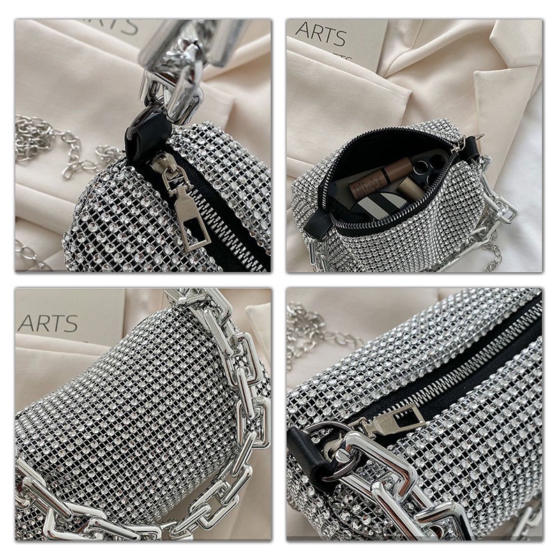 Mischa Túi Xách Đeo Chéo Một Bên Vai Đính Đá Kim Cương Toàn Diện Thời Trang Dễ Phối Đồ