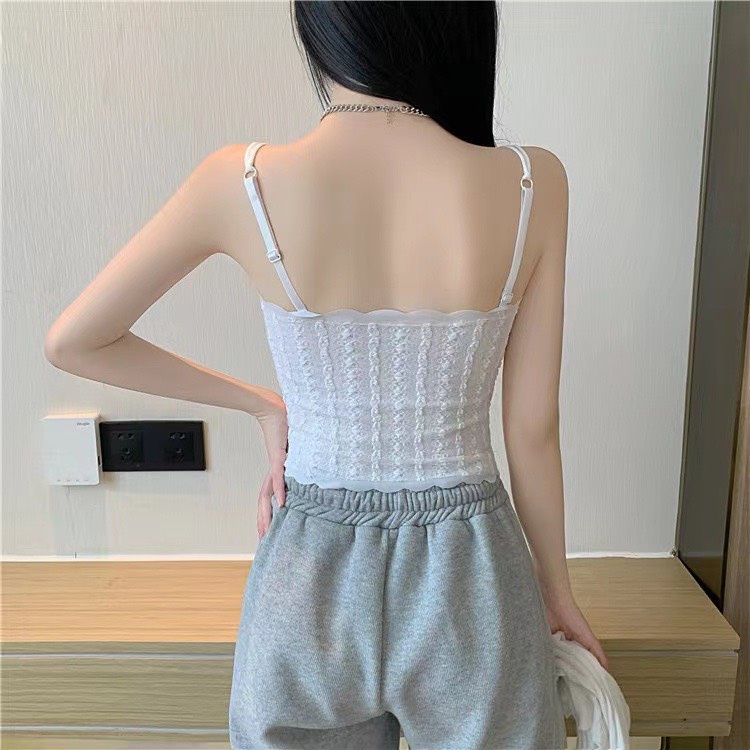 Áo Bra Nữ Nhăn Viền Sóng Dây Kép Phong Cách Hàn Siêu Xinh 8946