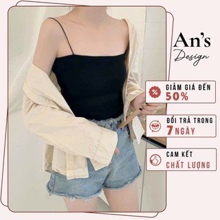 Áo 2 dây nữ An's dáng croptop cá tính 2 màu đen trắng