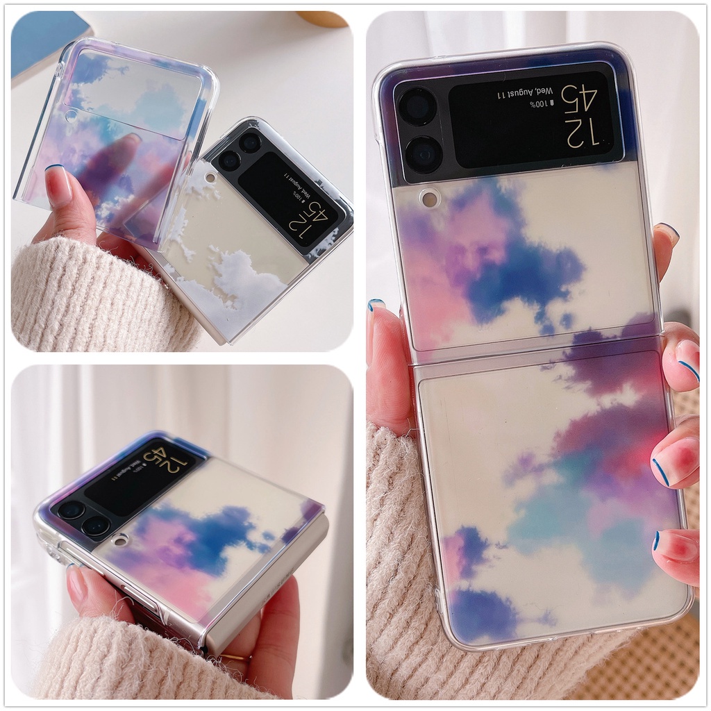 Ốp Điện Thoại PC Cứng Chống Sốc Họa Tiết Đám Mây Cho Samsung Galaxy Z Flip 4 3 2 1 Flip 3 4 5G