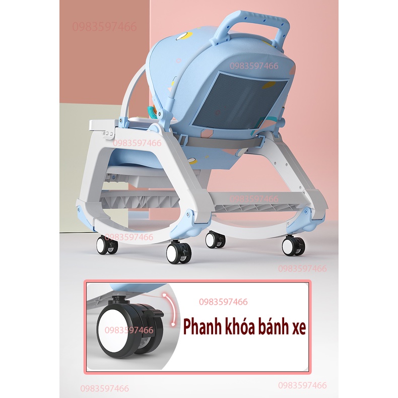 Ghế Rung Cho Bé. Ghế  ăn dặm 5 ib1 .Ghế nhún Có thanh Treo Đồ chơi