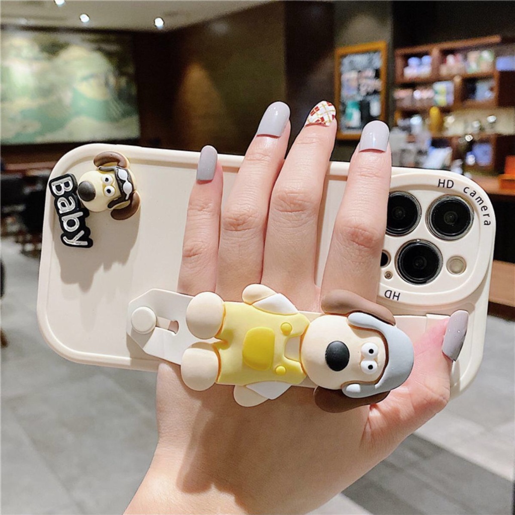 Ốp Điện Thoại Silicon Mềm Hình Cún Hoạt Hình Dễ Thương Có Dây Đeo Cho iPhone14ProMax 14 11 11ProMax 13 13ProMax 12 12ProMax