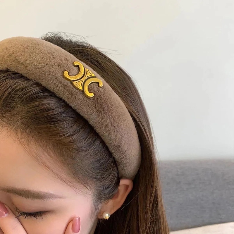 Băng đô cài tóc lông mềm phong cách sang trọng cho nữ-Bơ Store