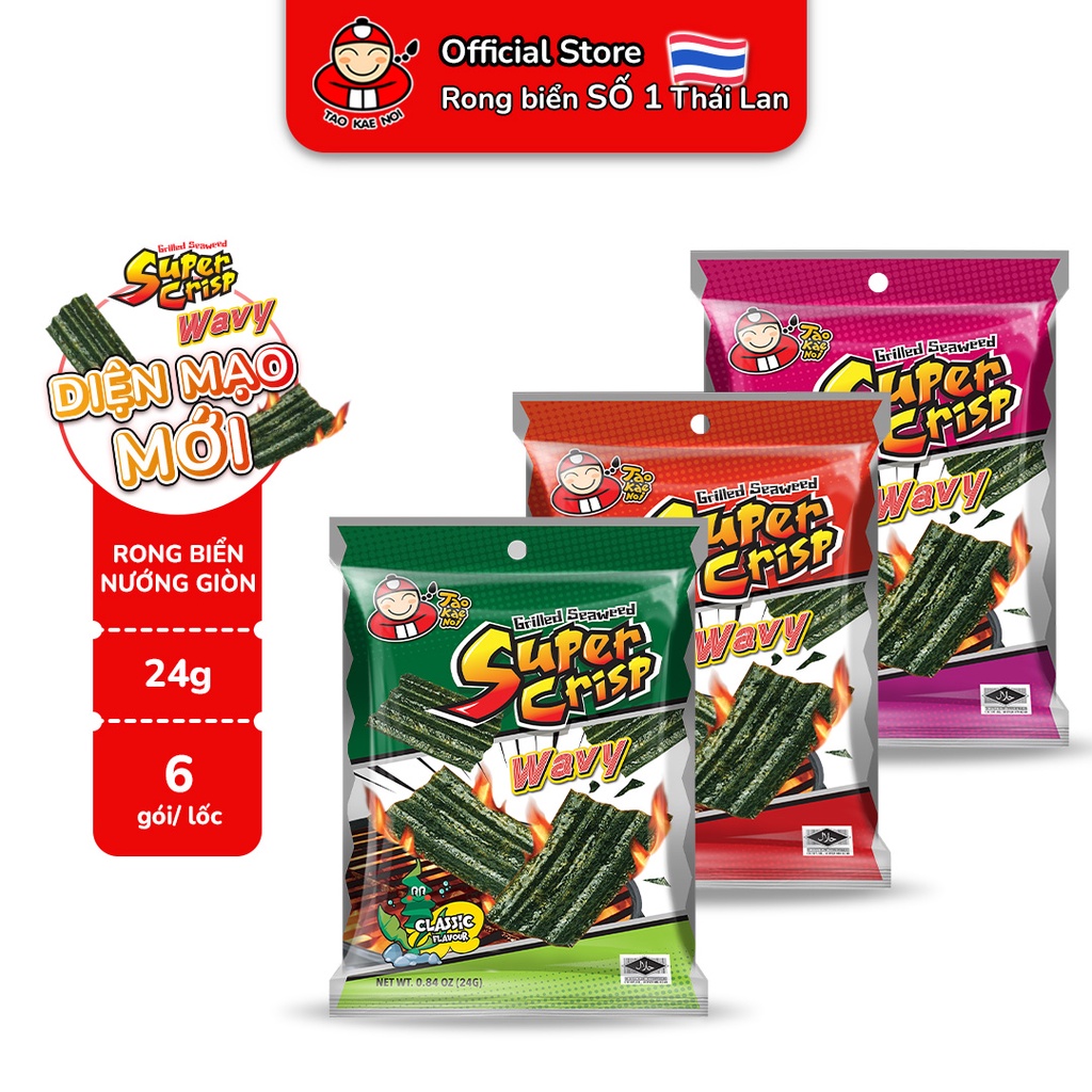 [MUA 1 TẶNG 1 GÓI SC KIM CHI 24G] Snack rong biển TaoKaeNoi SUPER CRISP 24g