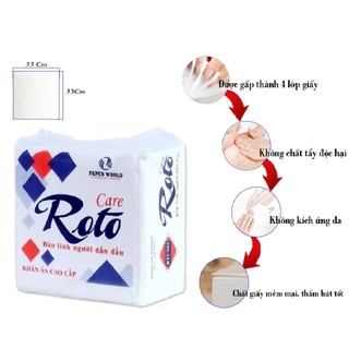 Hcm - giấy ăn vuông roto gói 100 tờ -khăn ăn napkin 330 x 330 x 100 tờ