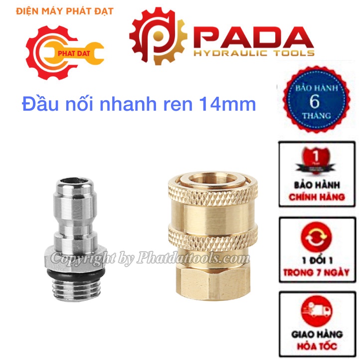 Đầu nối nhanh ren 14mm: đầu đực, đầu cái