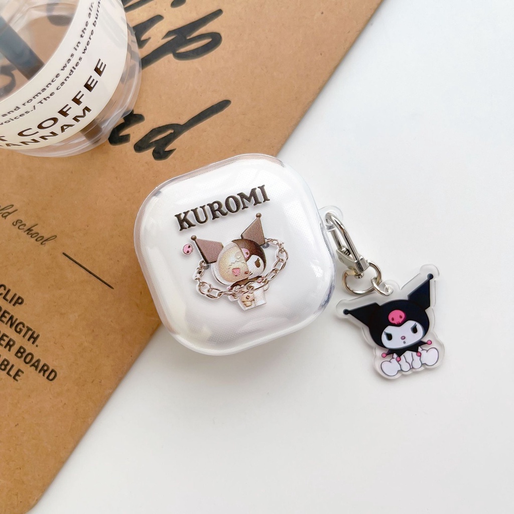 Vỏ Bảo Vệ Hộp Sạc Tai Nghe Samsung Galaxy Buds 2 / Buds Live / Buds Pro Trong Suốt Họa Tiết Hoạt Hình Kèm Móc Khóa