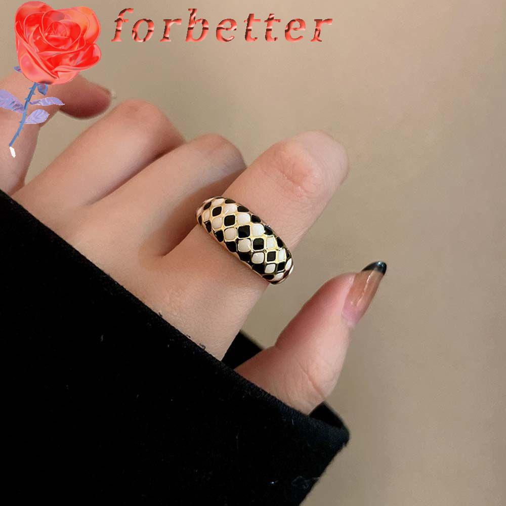 Nhẫn hở bằng kim loại tráng men màu sắc cổ điển phong cách Hàn Quốc cho nữ