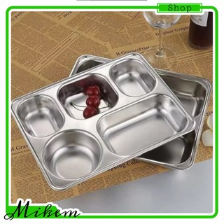 [HCM] KHAY CƠM INOX 5 NGĂN ( KHÔNG NẮP )