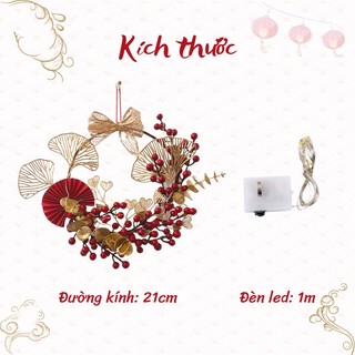 Vòng tròn đào đông trang trí Noel, trang trí tết, Vòng hoa giả trang trí nhà cửa