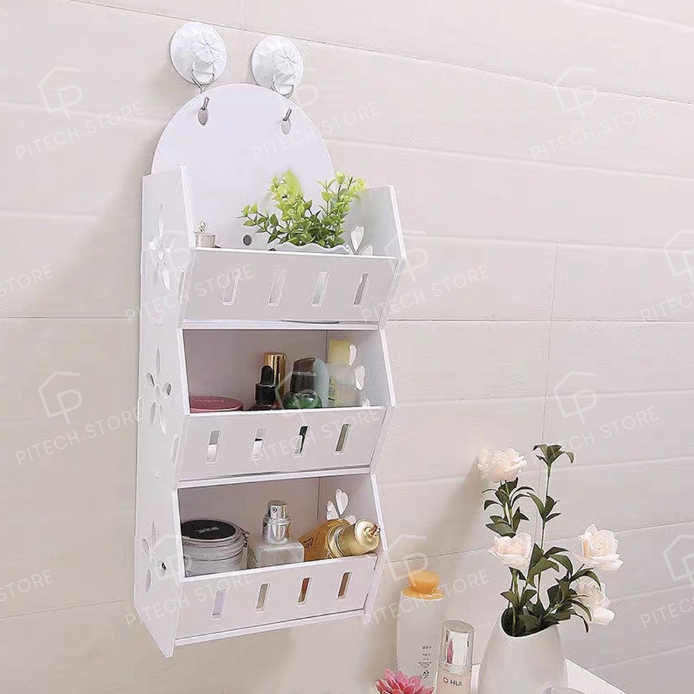 Kệ đựng mỹ phẩm để đồ nhà tắm treo tường, kệ đa năng chống nước - tặng kèm móc dán