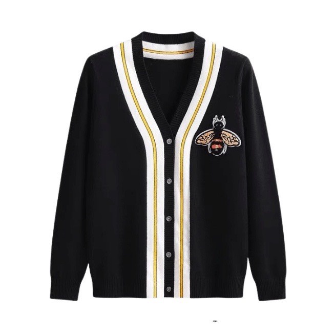 Áo Khoác Len Cardigan Thêu Hình Con Ong Phù Hợp Nam Nữ