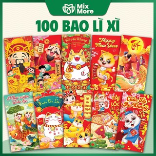 Combo 100 bao lì xì Tết Quý Mão 2023 mẫu ngẫu nhiên vào sẵn bao 10 giá xưởng Mixmore