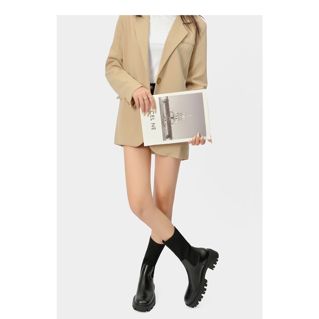 Giầy Chelsea Boot nữ cao 5cm cá tính MM58