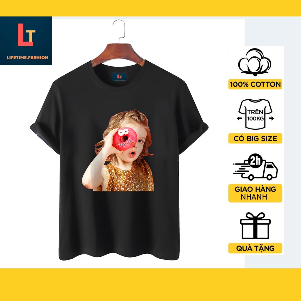 Áo thun áo ADLV áo phông nam nữ tay lỡ form rộng cá tính Unisex 100% Cotton in hình Baby Donut Girl