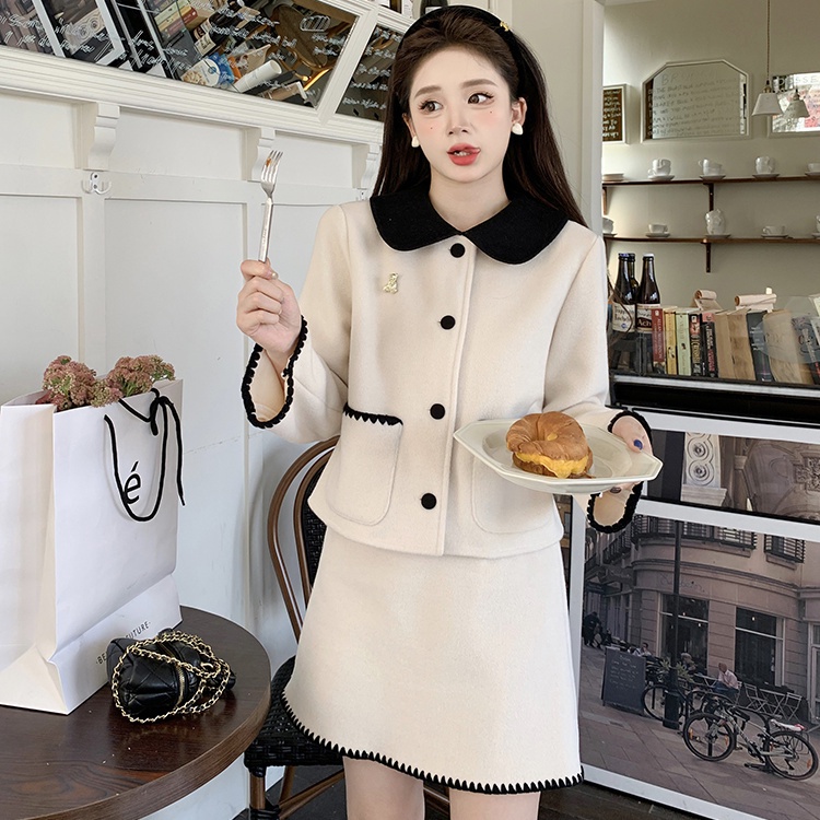 Set Áo Khoác Len Tay Dài Dáng Ngắn Phối Chân Váy Thời Trang Mùa Thu 2022 Cho Nữ