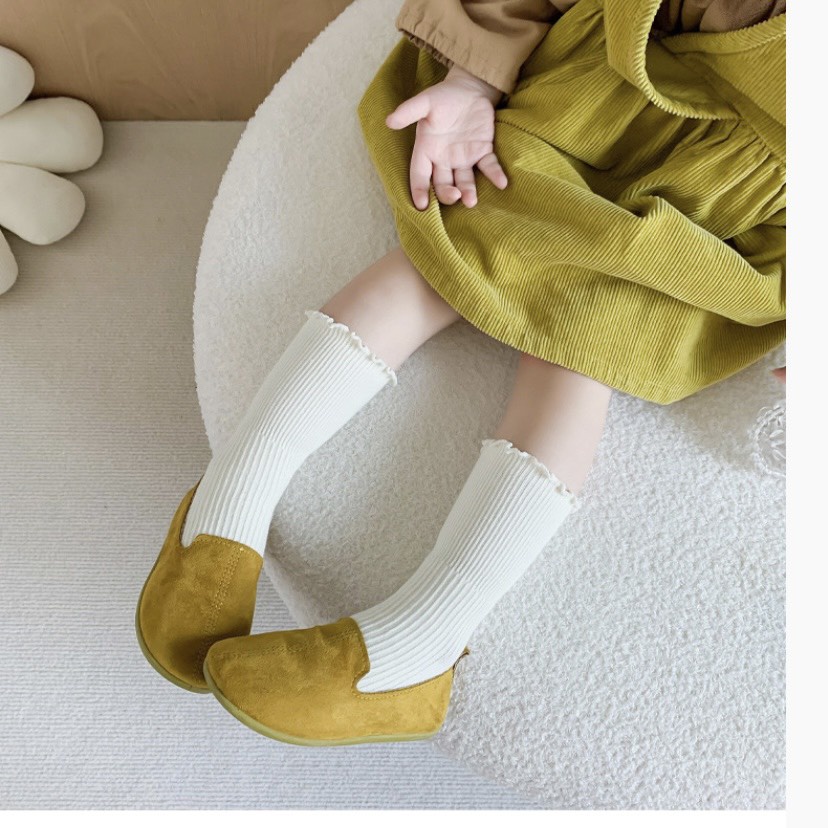 Tất bé gái Cao cổ bèo nhún nhiều màu - vớ cho bé gái vintage chất len cotton mịn