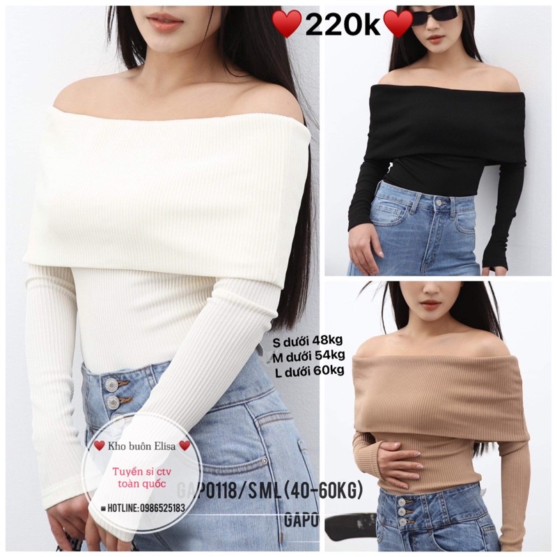 ♥️Gap0118♥️Áo tăm vai lật trễ vai sang chảnh vnxk cho nữ