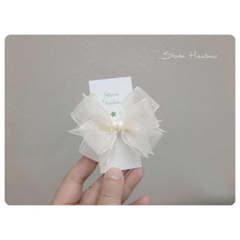 Storm Hairbow - 3 mẫu Kẹp tóc handmade màu kem mới cho công chúa