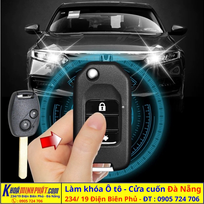 Vỏ chìa khoá độ gập xe Honda Civic, City, Accord, CRV mẫu V32