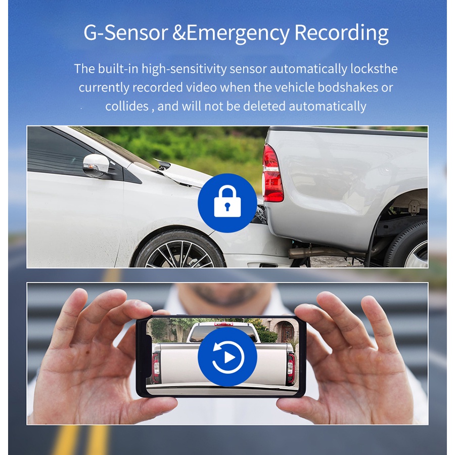 Camera Hành Trình Ống Kính Kép 3 Trong 1 GPS, Cảm Biến G-Sensor,24H Full HD 1296p Dvr Cho Xe Hơi