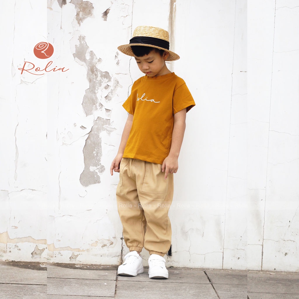 Áo phông in chữ ROLIA Tshirt dành cho bé trai từ 12-30kg AT100