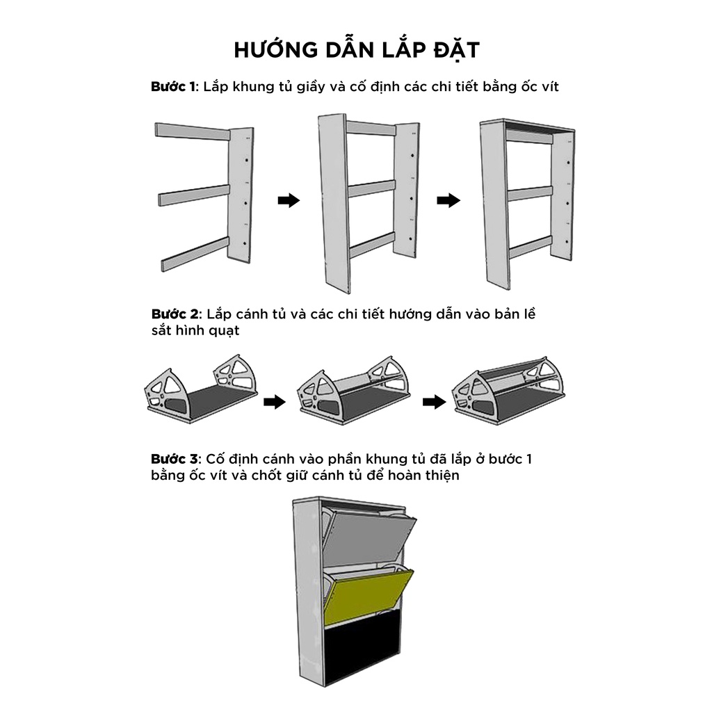 Kệ Để Giày Thông Minh VANDO 3 Tầng Phong Cách Châu Âu Sang Trọng Đẳng Cấp
