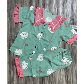 BỘ ĐỒ NGỦ PIJAMA LỤA 100D LỬNG PHỐI BÈO SIÊU XINH