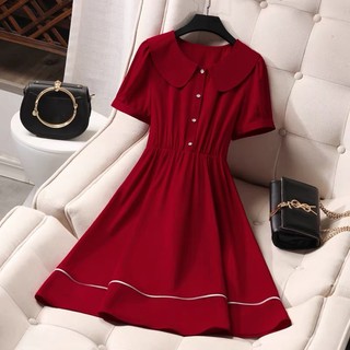 Đầm Bigsize Nữ Mập Fashion Đầm Bigsize Đầm Đỏ Cổ Sen Cài Cúc Che Khuyết Điểm Tốt Đủ Size 50-90kg DA0007